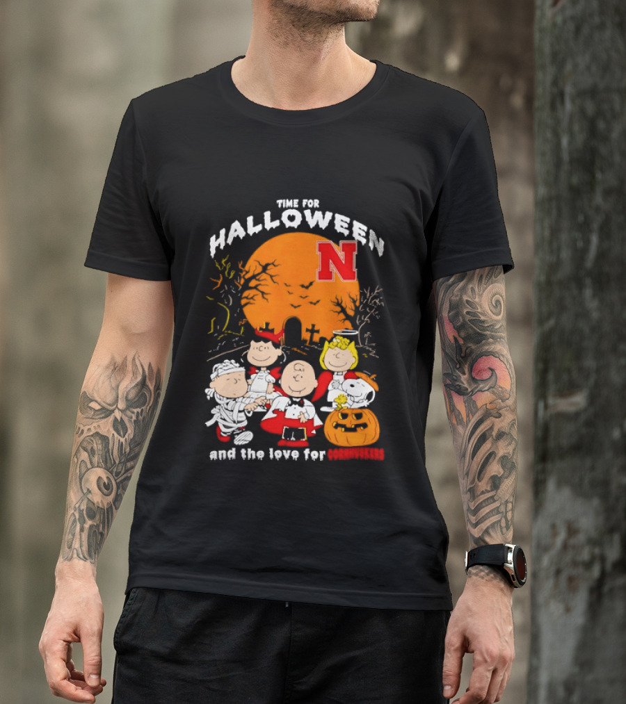 Time For Halloween Nebraska Cornhuskers Peanuts Characters T-Shirt