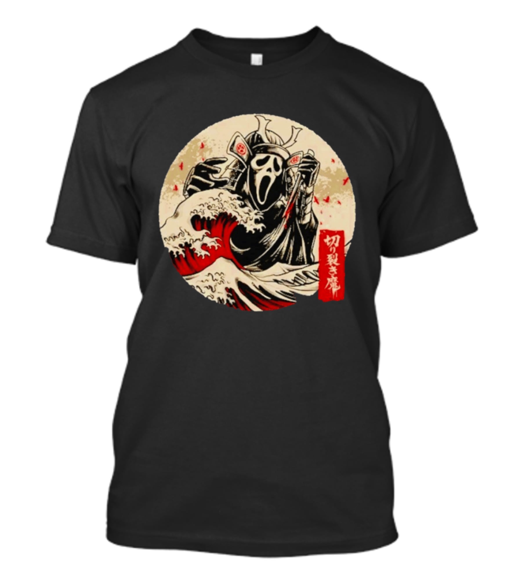 Ghostface Samurai Wave Kanagawa Faceless Assassin Japanese Kanji T-Shirt