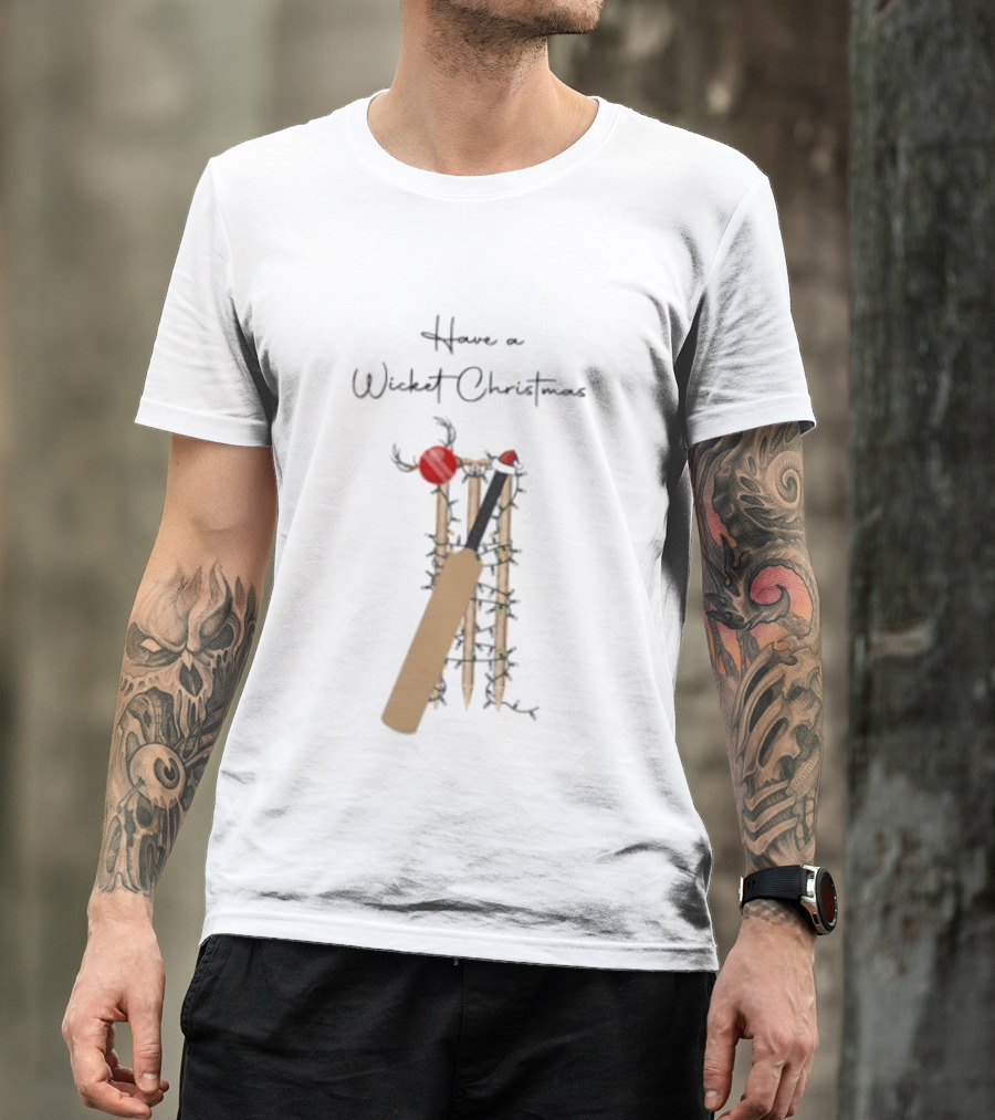 Have A Wicket Christmas Cricket Bat And Stumps Holiday T-Shirt