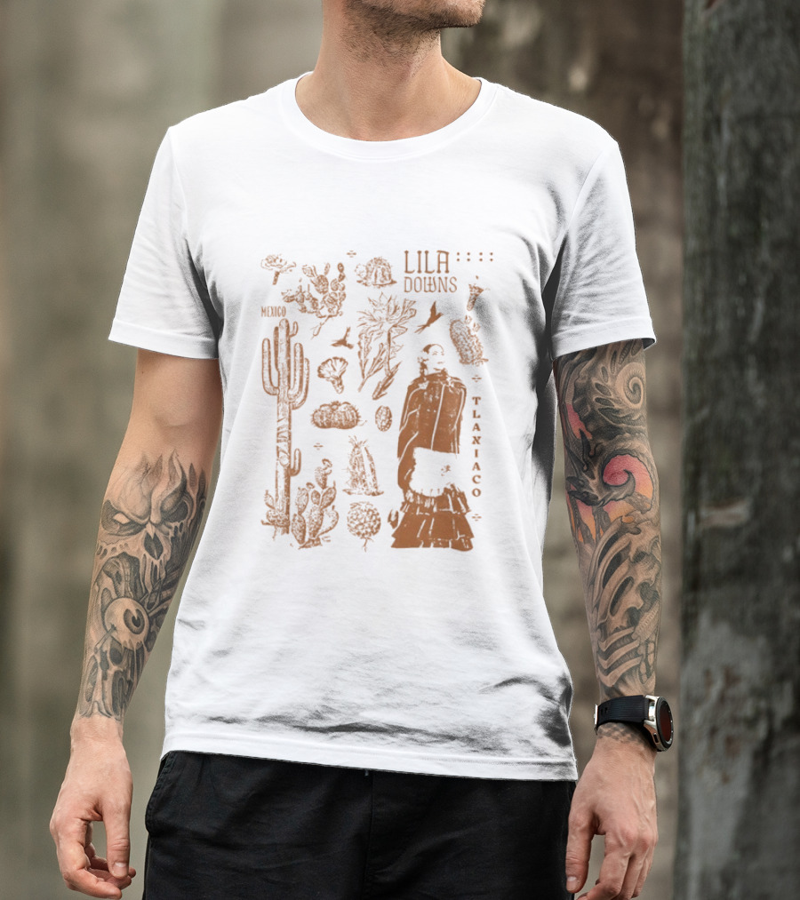 Lila Downs Mexico Tlaxiaco Mexican Singer With Floral And Cactus T-Shirt