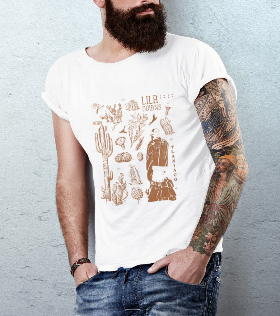 Lila Downs Mexico Tlaxiaco Mexican Singer With Floral And Cactus T-Shirt
