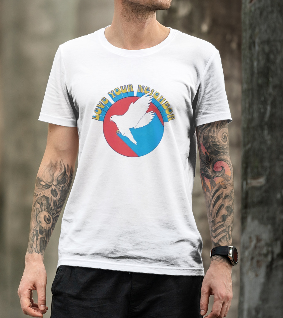 Love Your Neighbor Dove Peace Kindness Retro Circular T-Shirt