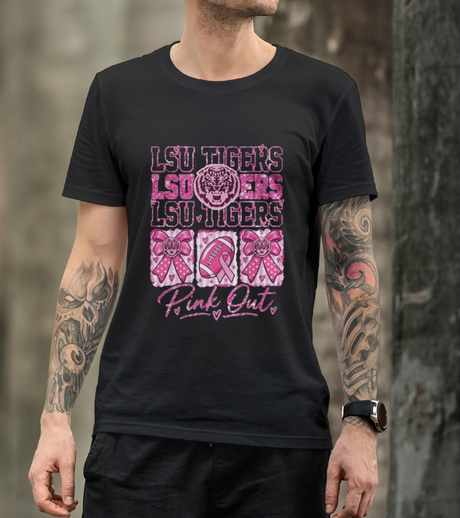 LSU Tigers Pink Out Breast Cancer Awareness Football Game Day T-Shirt