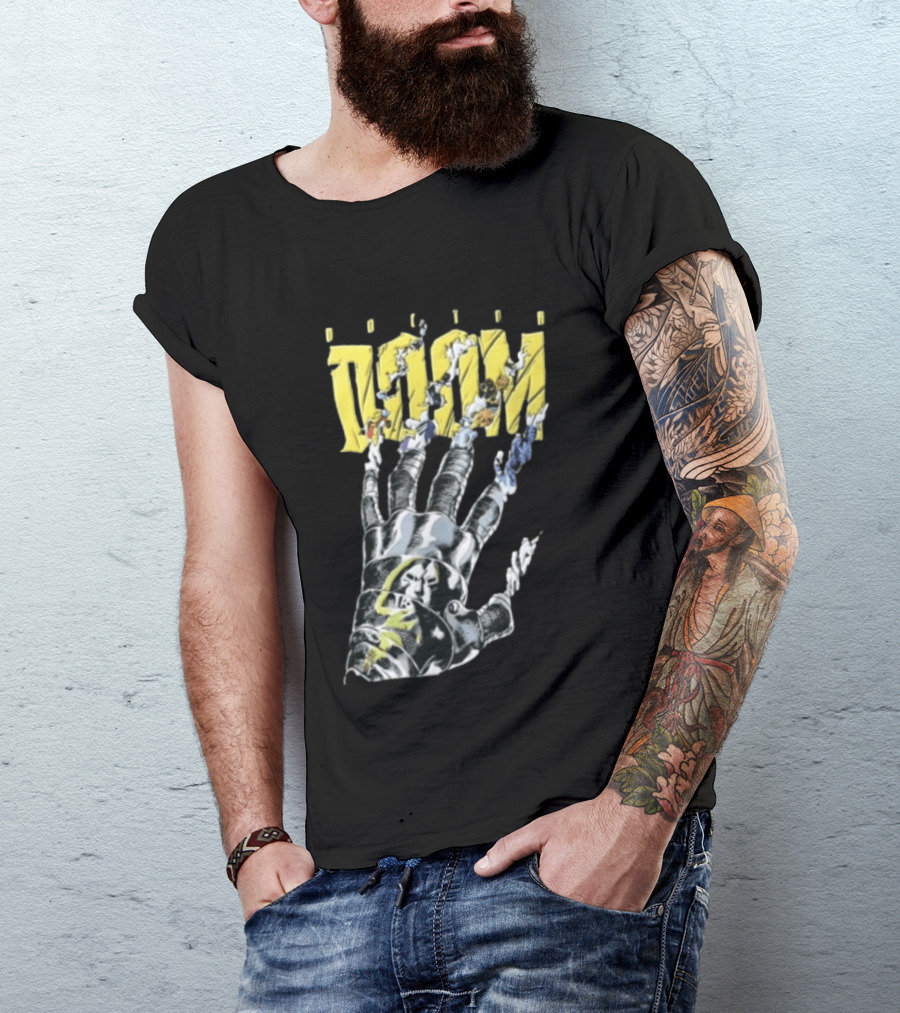 Marvel Doom Metal Gauntlet Ripping Through Paper T-Shirt