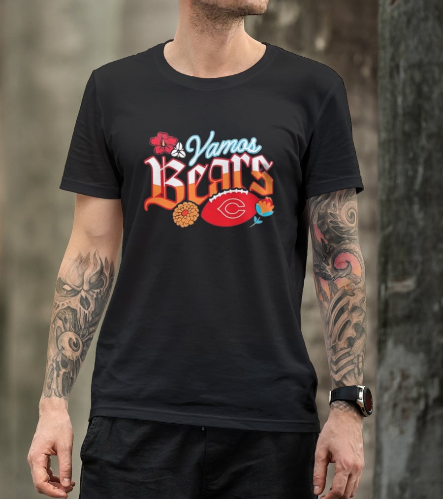 Vamos Bears Chicago Football Floral T-Shirt