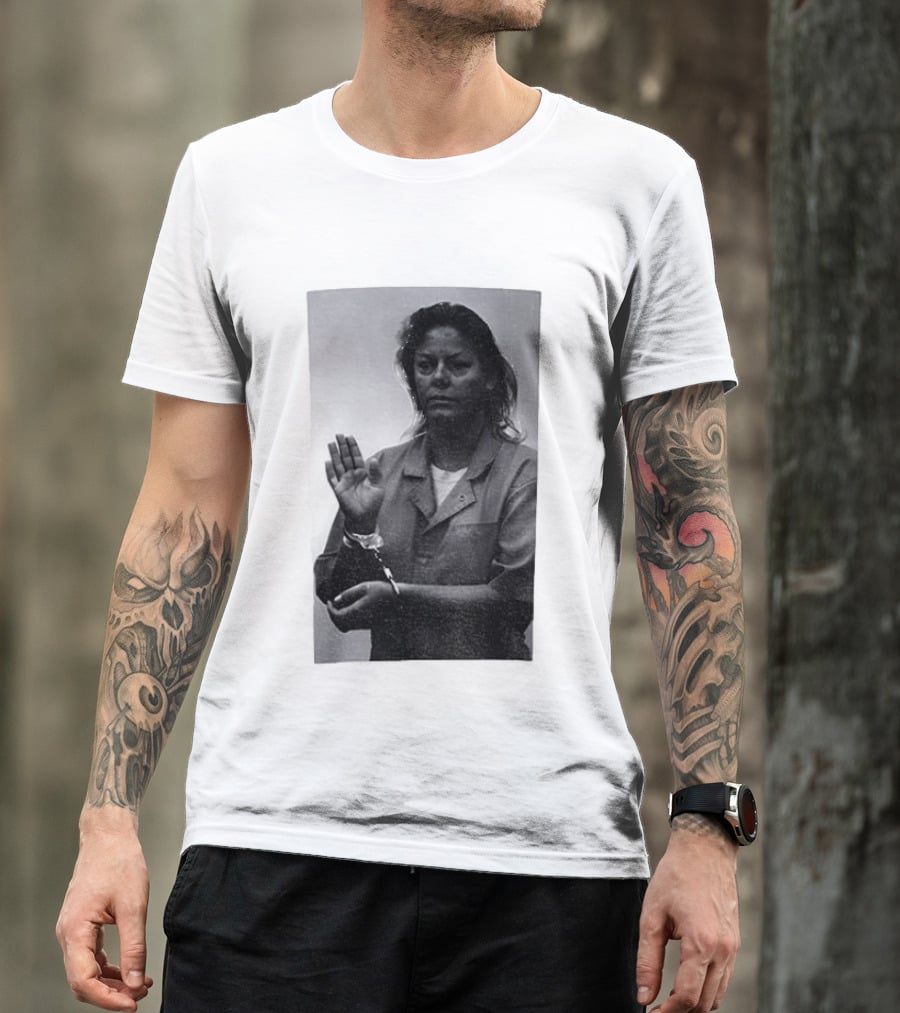 Aileen Wuornos True Crime Handcuffed Raised Hand Political Image T-Shirt