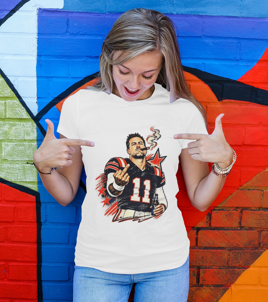 Case Keenum 11 Smoking Cigar Middle Finger Gesture T-Shirt