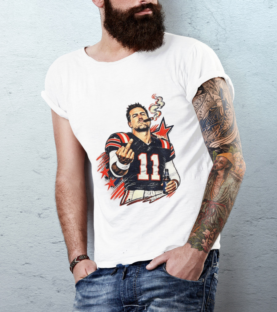 Case Keenum 11 Smoking Cigar Middle Finger Gesture T-Shirt