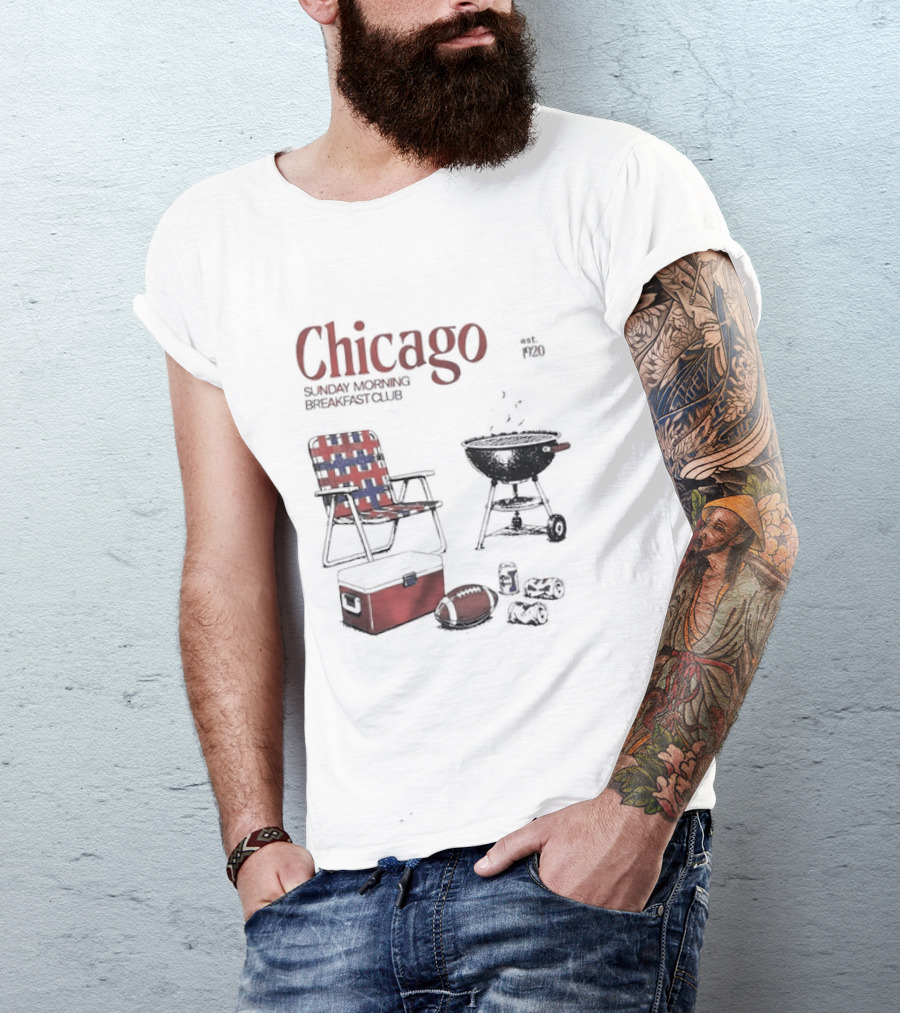 Chicago Sunday Morning Breakfast Club 1920 Charcoal Grill Lawn Chair Cooler T-Shirt