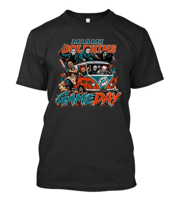 Miami Dolphins Gameday Halloween Horror Characters 2026 T-Shirt