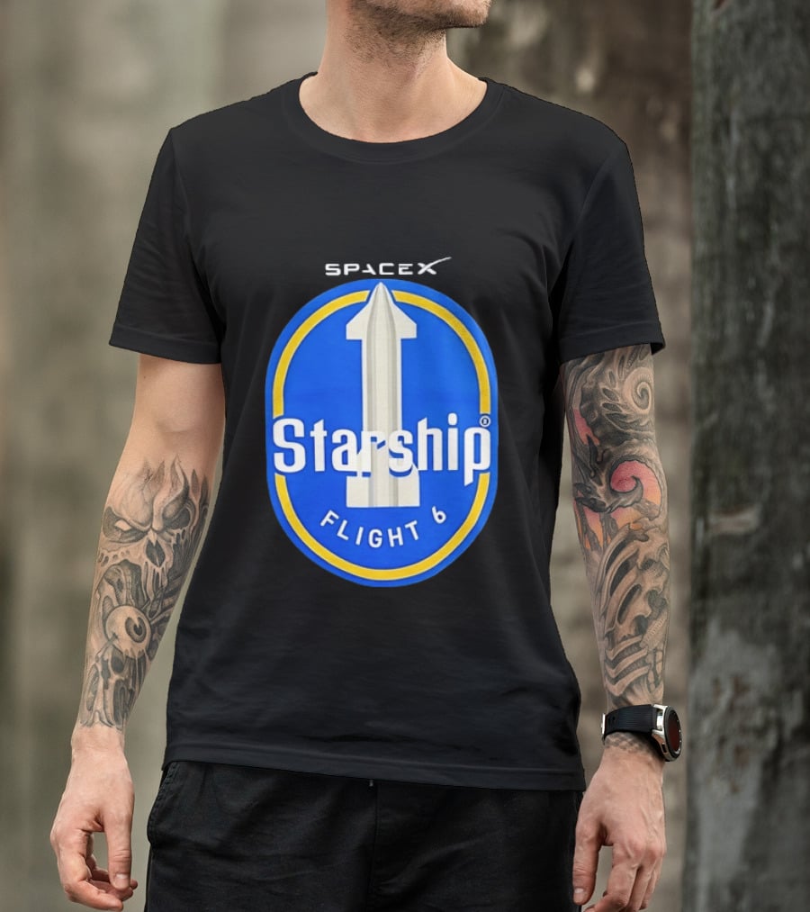 SpaceX Starship Flight 6 Mission Patch Emblem Space Exploration T-Shirt