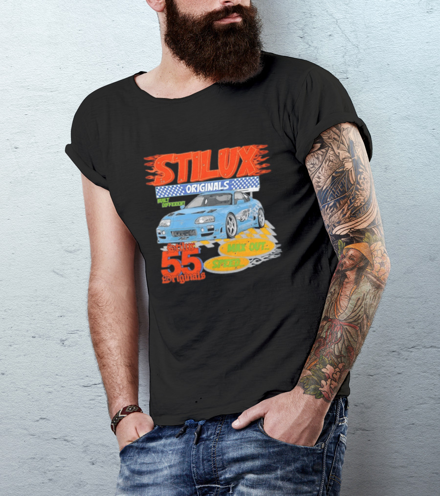 Stilux Originals Built Different Max Out Speed 55 Light Blue Sports Car Racing T-Shirt