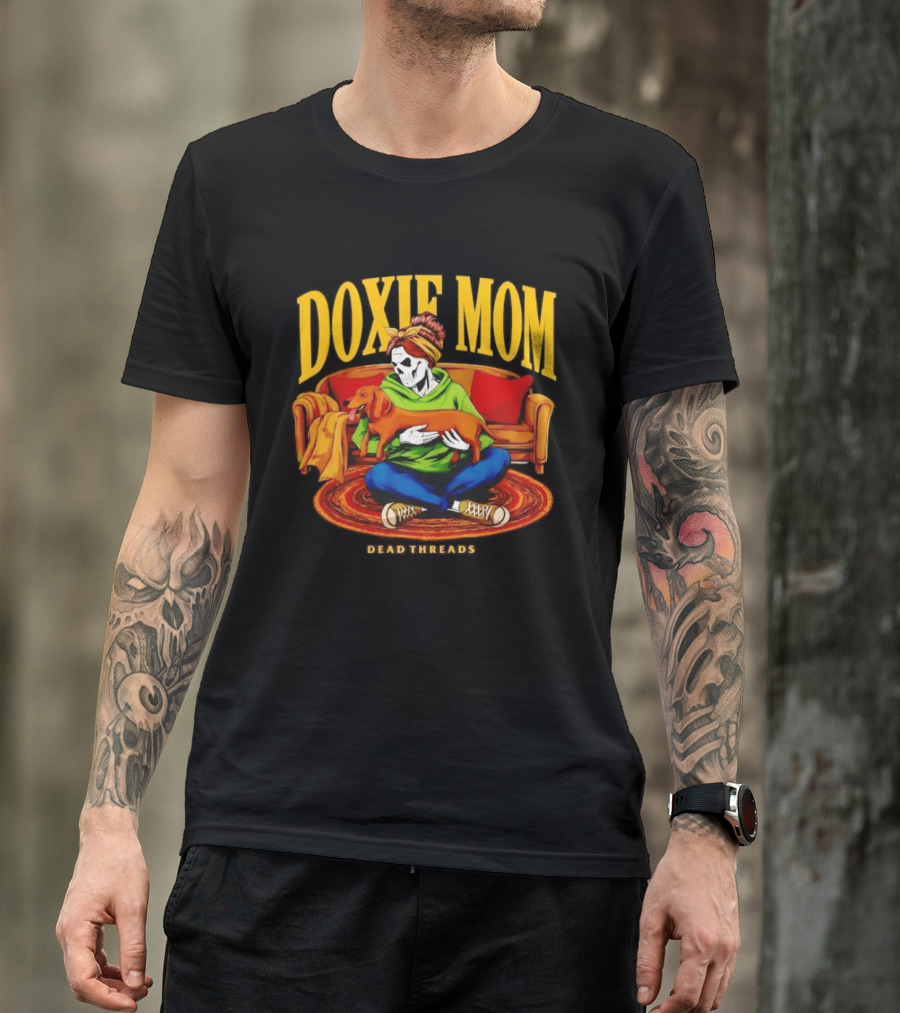 Doxie Mom Skeleton With Dachshund Wiener Dog Dead Threads T-Shirt