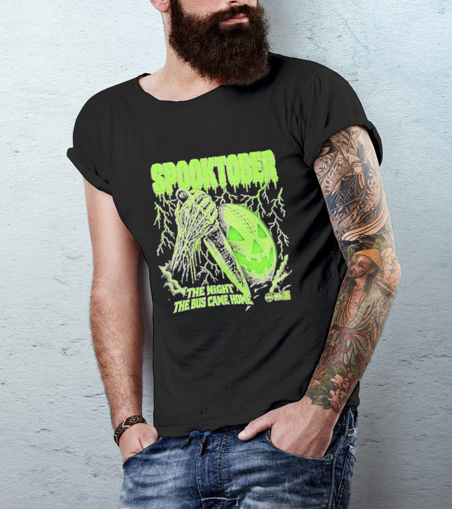 Spooktober The Night The Bus Came Home Halloween Knife Pumpkin Forest T-Shirt