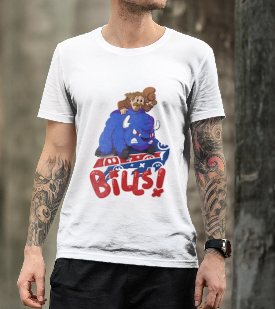 Buffalo Bills Cowboy Riding Angry Blue Bills T-Shirt