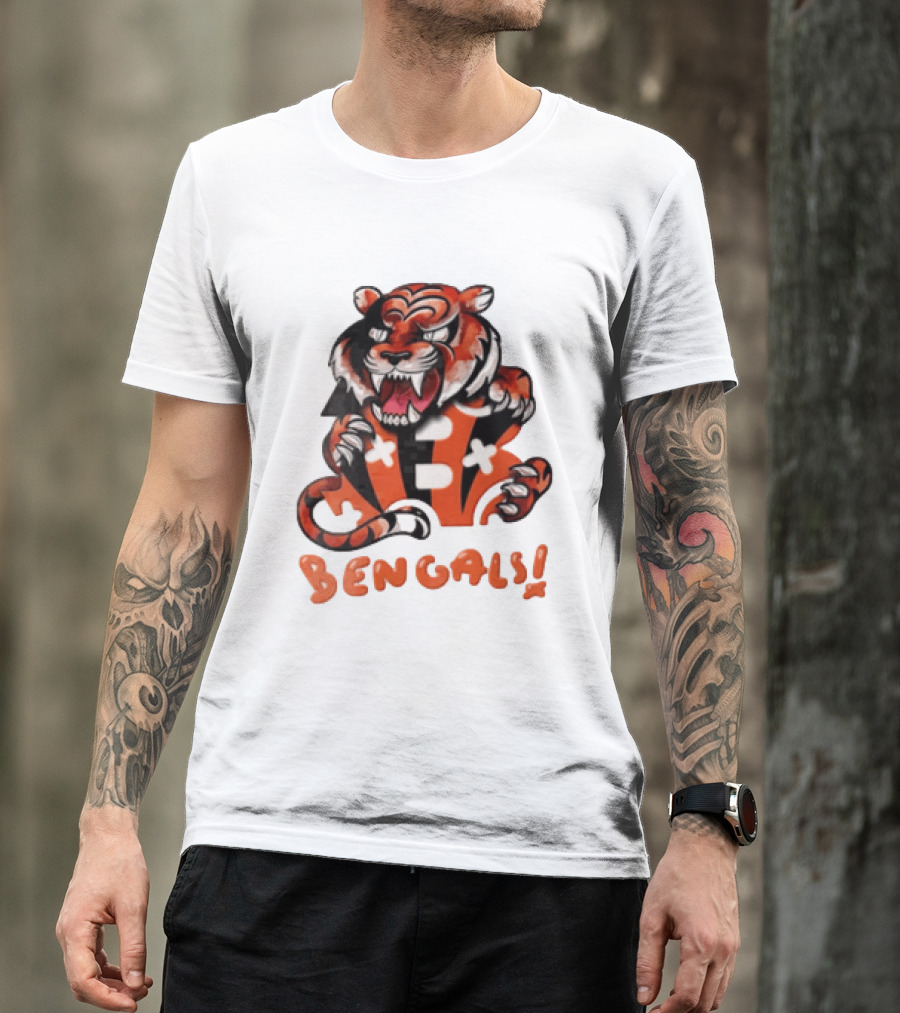 Cincinnati Bengals Snarling Tiger Over Bold B T-Shirt