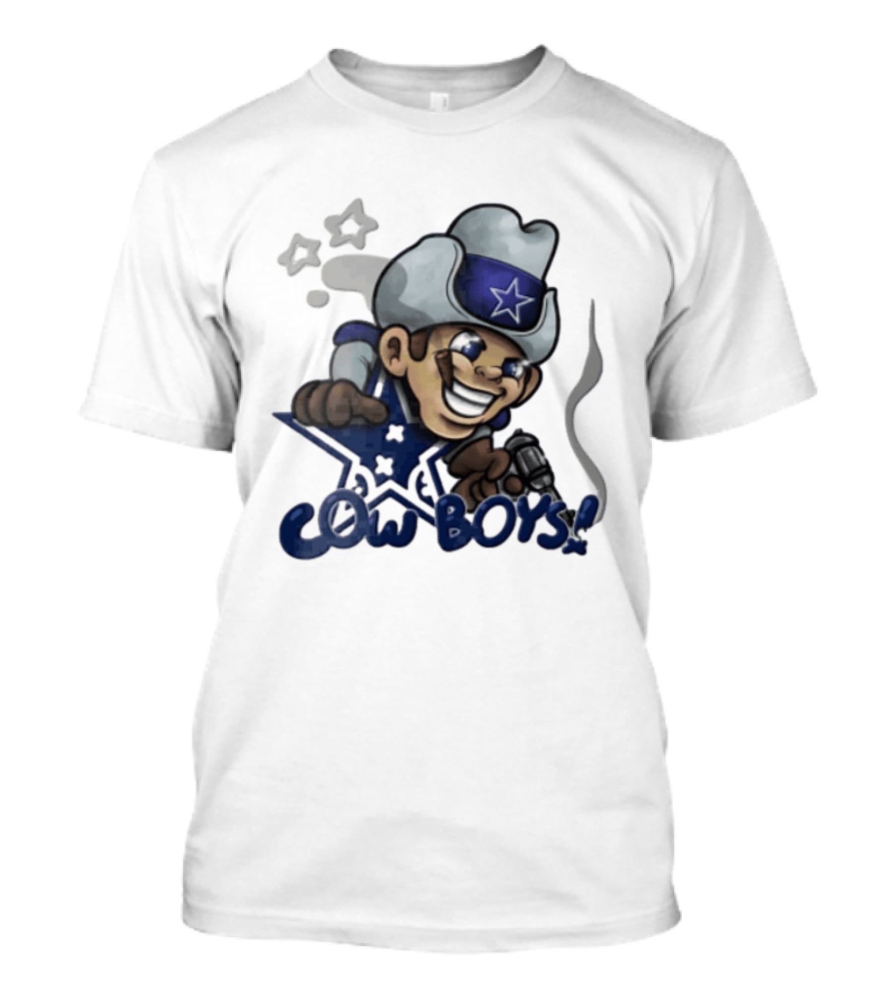 Dallas Cowboys Cartoon Cowboy Holding Revolver Cigar With Stars And Star Hat T-Shirt