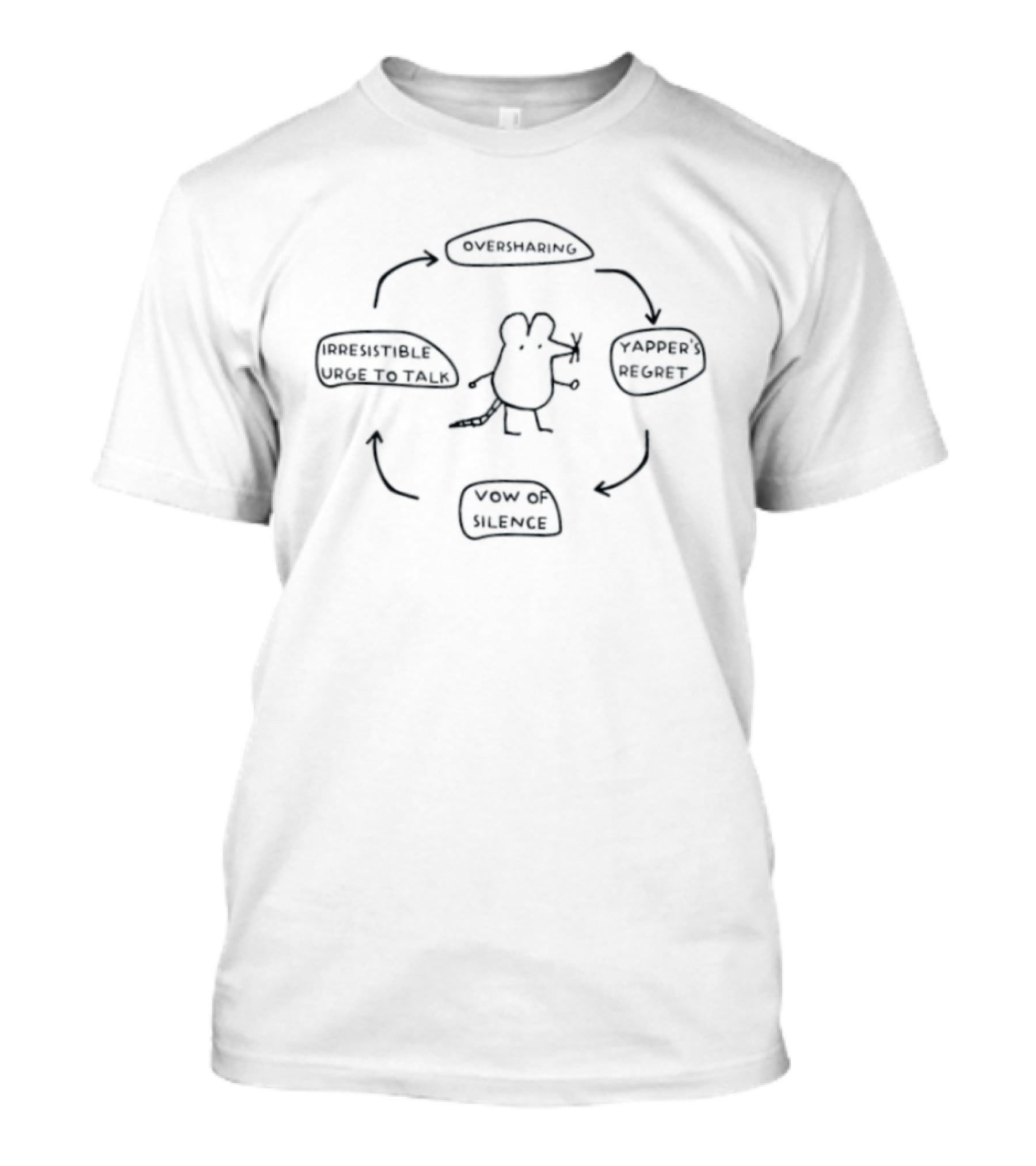 Oversharing Yapper's Regret Irresistible Urge To Talk Vow Of Silence Mouse Cycle T-Shirt