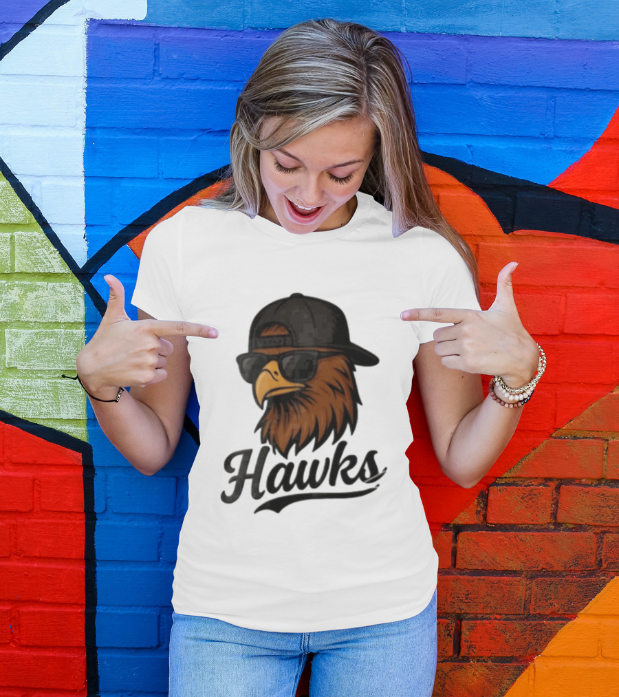 Hawks Eagle Wearing Sunglasses And Baseball Cap T-Shirt