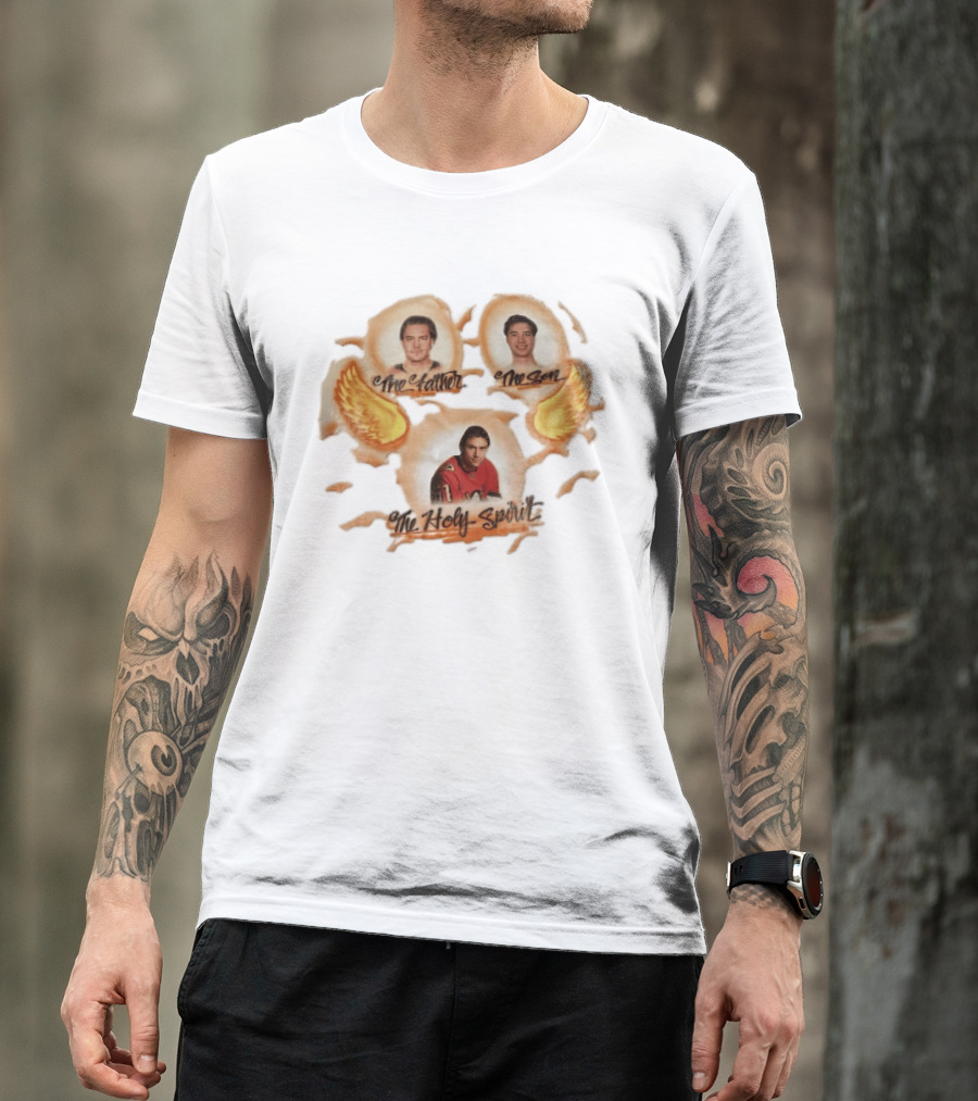 The Father The Son The Holy Spirit Hockey Trio With Wings T-Shirt