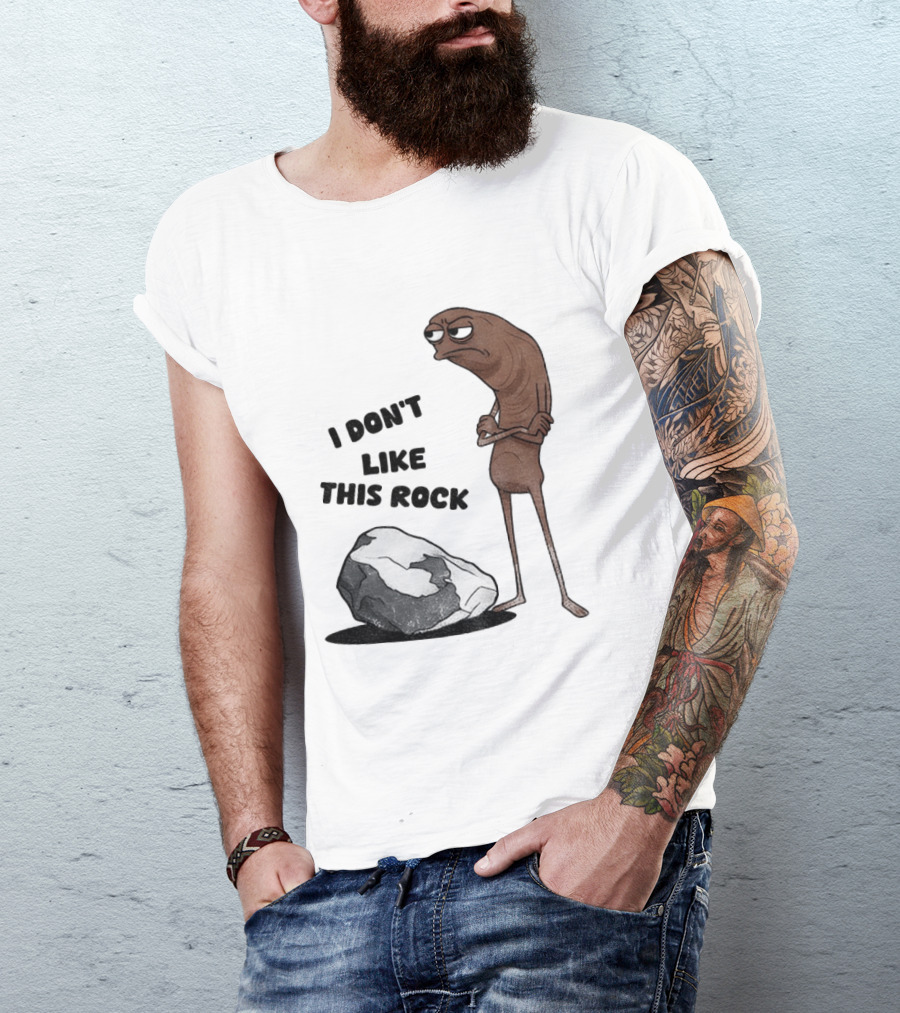 Marcus The Worm I Don't Like This Rock Grumpy Cartoon Expression T-Shirt