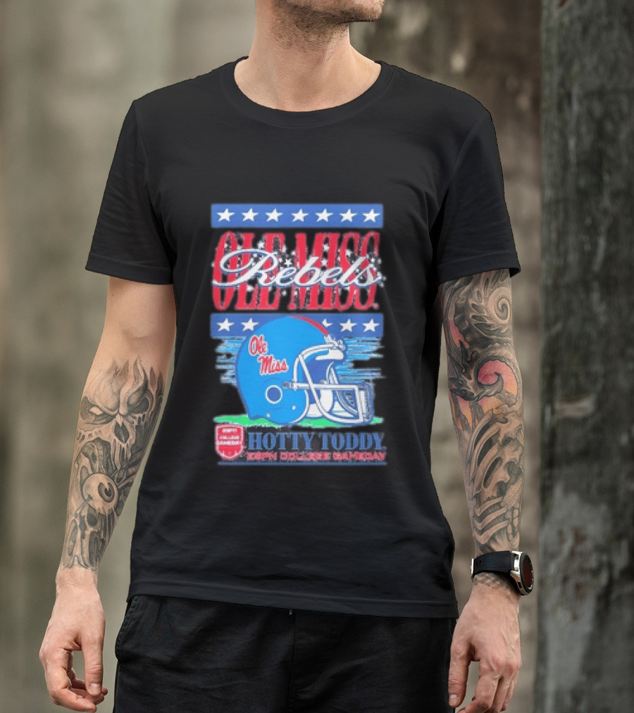 Ole Miss Rebels Hotty Toddy ESPN College Gameday Football Helmet Stars T-Shirt
