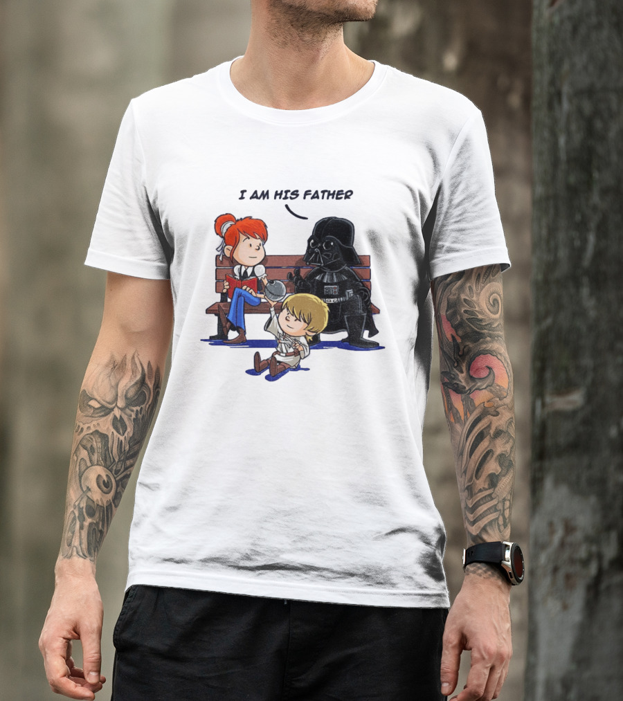 Darth Vader And Luke Skywalker I Am His Father Comic Style Bench Scene T-Shirt