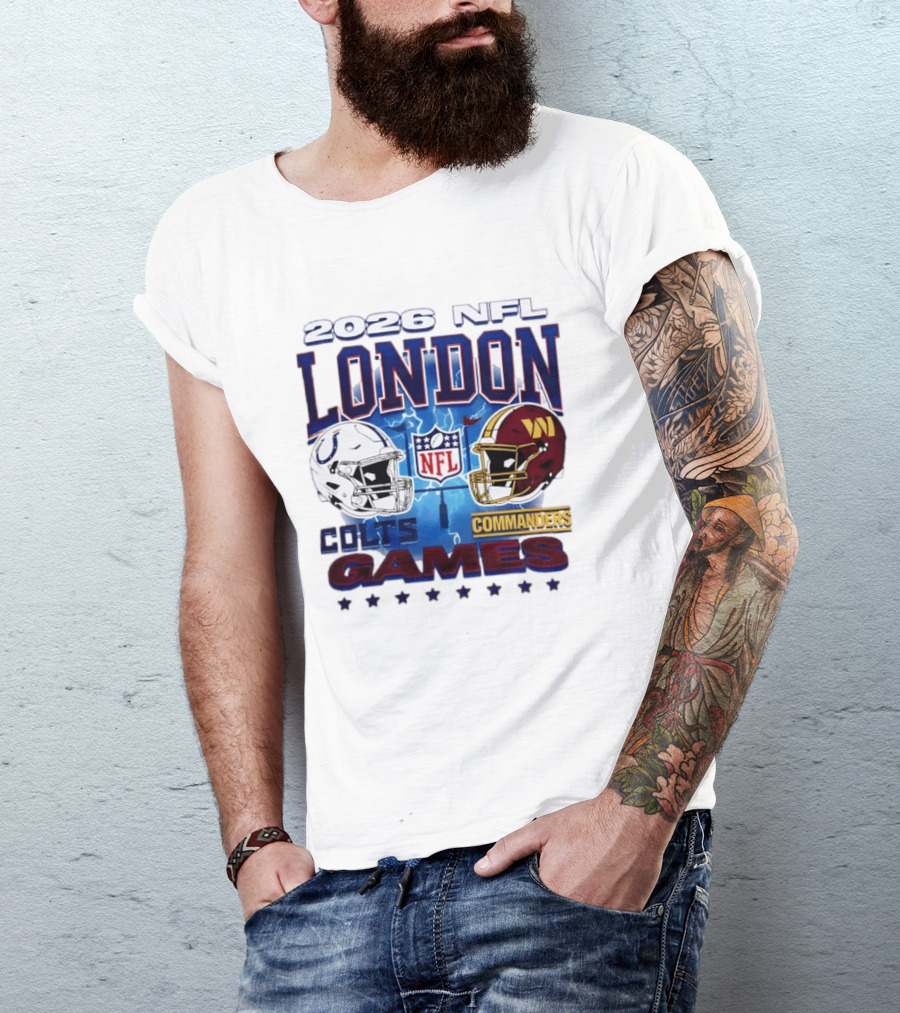 2026 NFL London Colts Commanders Games Helmets T-Shirt