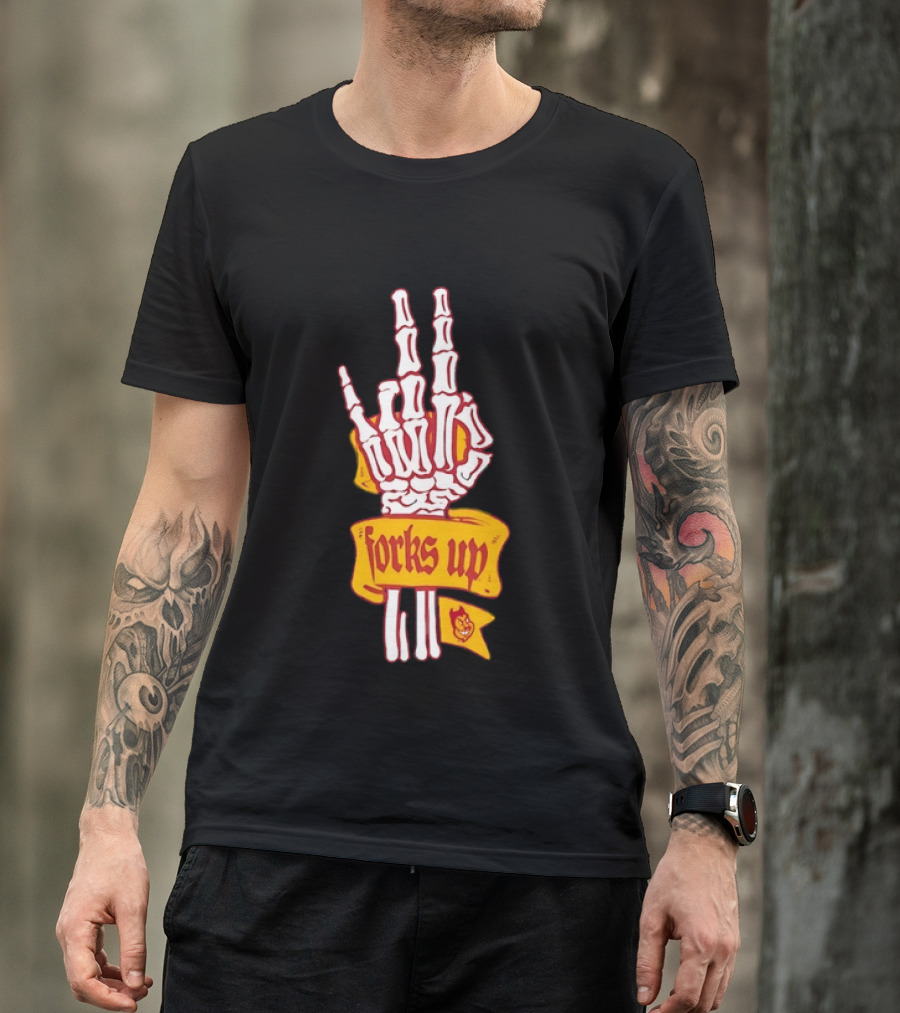 Arizona State Sun Devils Forks Up Skeleton Hand Fan Gear T-Shirt