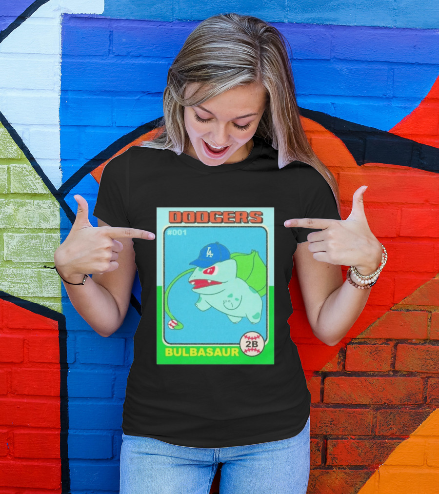 Bulbasaur Dodgers LA Cap Baseball Card No 001 T-Shirt