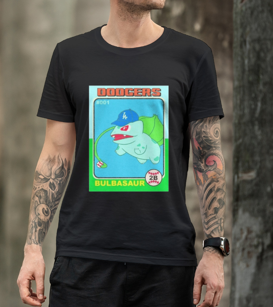 Bulbasaur Dodgers LA Cap Baseball Card No 001 T-Shirt