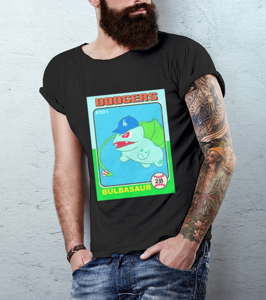Bulbasaur Dodgers LA Cap Baseball Card No 001 T-Shirt