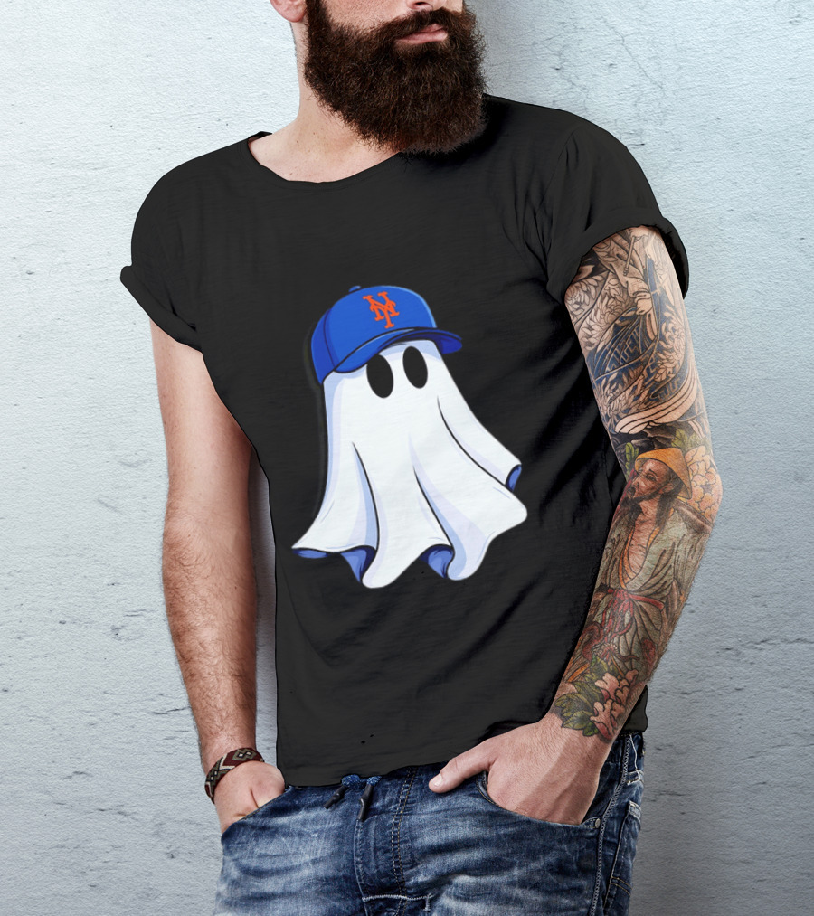 New York Mets MLB Ghost Baseball Halloween T-Shirt