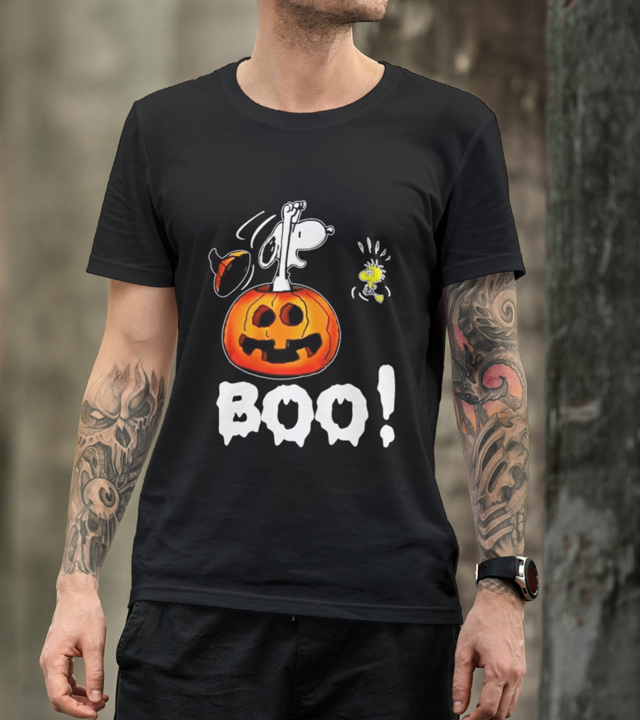 Snoopy Pumpkin Costume Woodstock Halloween BOO Peanuts T-Shirt