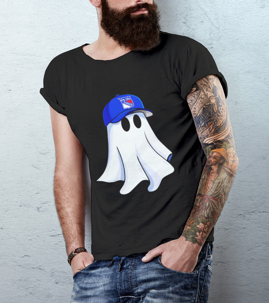 New York Rangers Ghost With Blue Cap Halloween T-Shirt