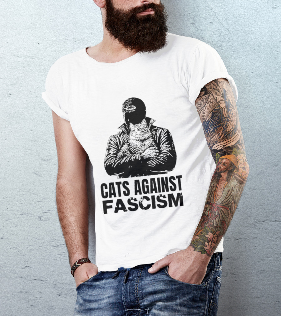 Cats Against Fascism Anarchist Cat Resistance Anti Fascist Movement T-Shirt