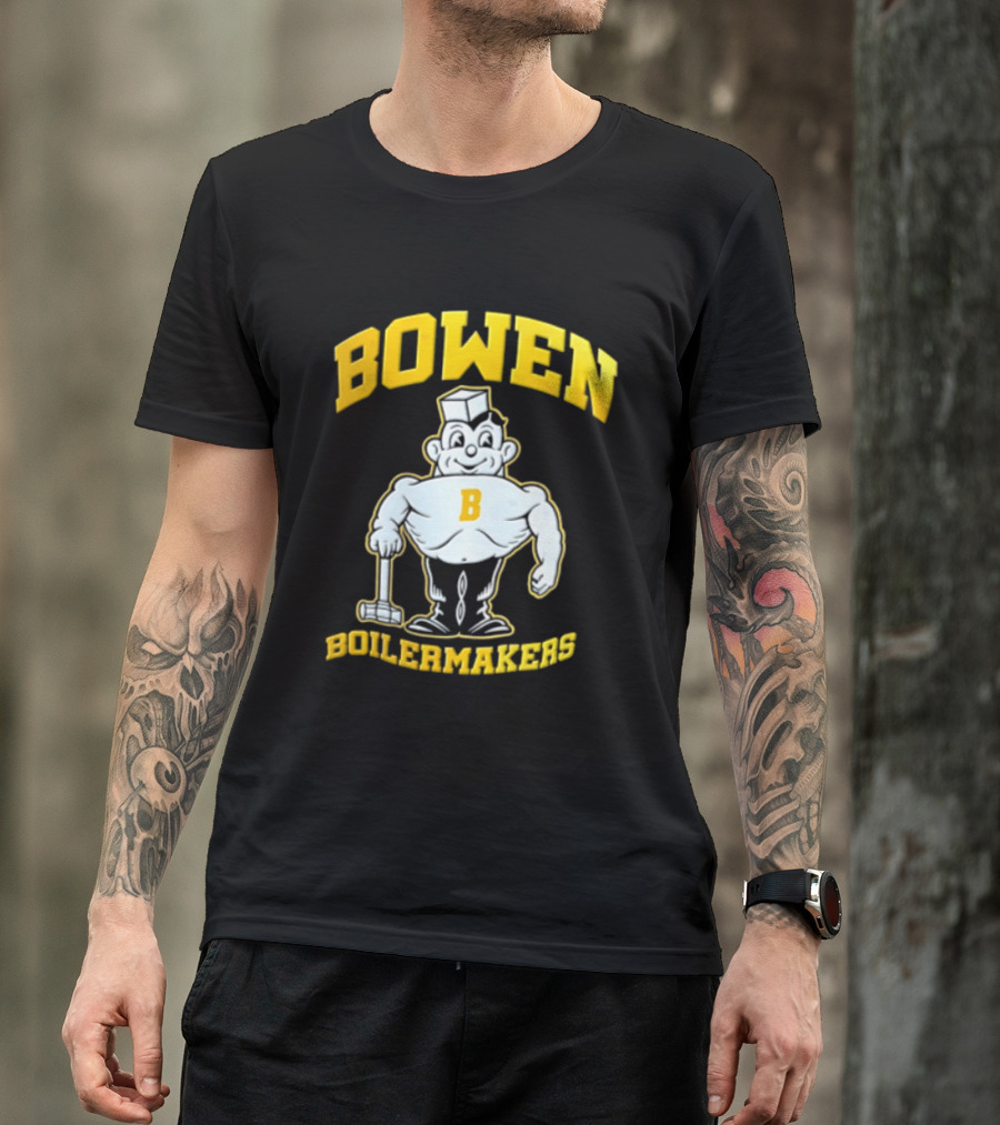 Bowen Purdue Boilermakers Muscular Cartoon T-Shirt
