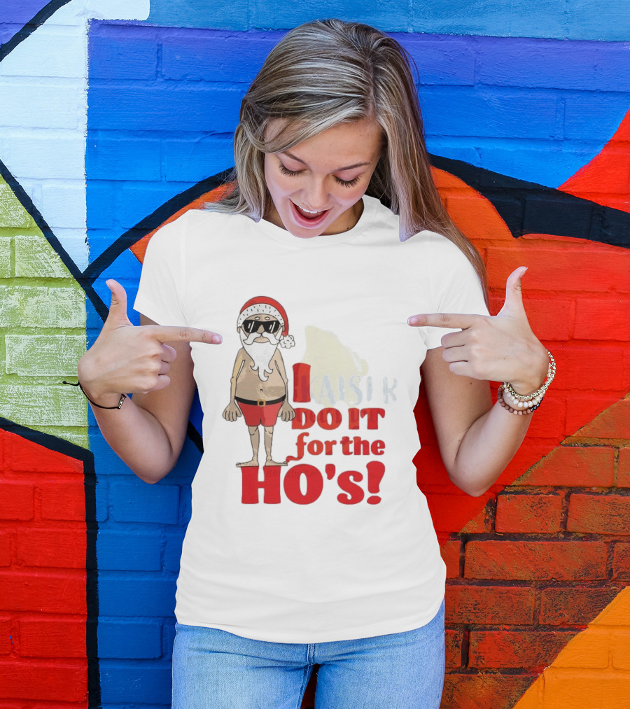 Santa Claus I Do It For The Ho's Funny Christmas Topless Sunglasses T-Shirt