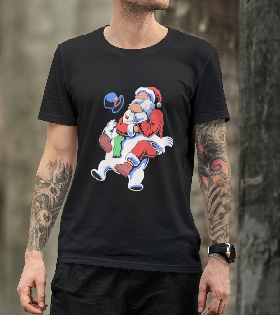 Jiu Jitsu Santa Rear Naked Choke Snowman Christmas T-Shirt