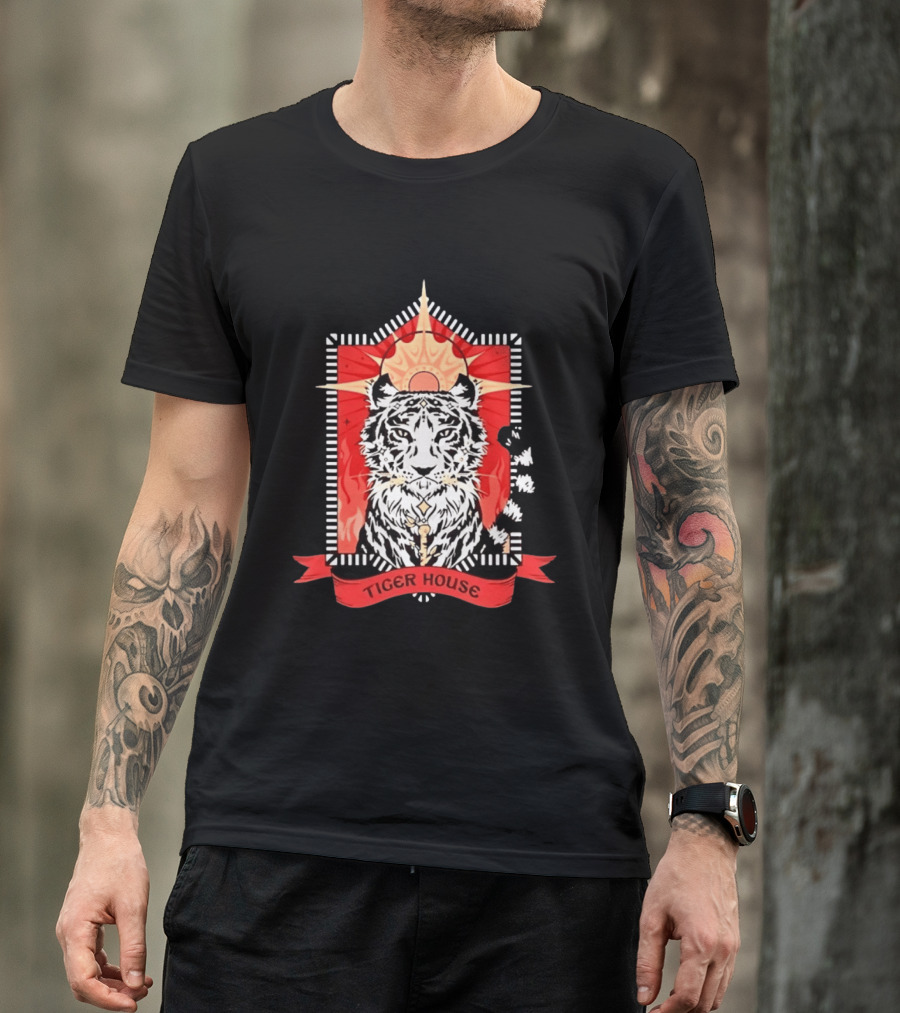 Tiger House Celestial Animal Sunburst Tiger T-Shirt