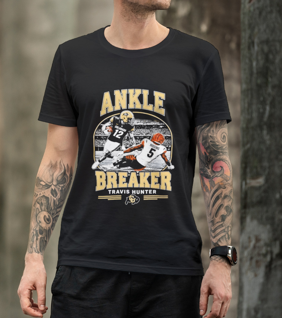 Ankle Breaker Travis Hunter Number 12 Colorado Higgins Number 5 Bengals Football T-Shirt