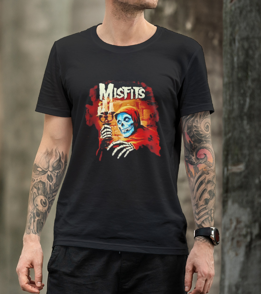Misfits Crimson Ghost Candle Holder Punk Rock Skeleton T-Shirt