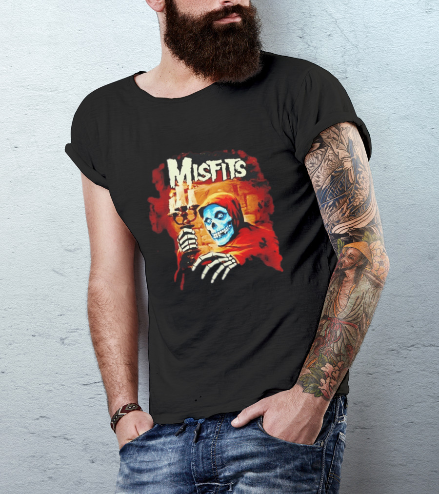 Misfits Crimson Ghost Candle Holder Punk Rock Skeleton T-Shirt