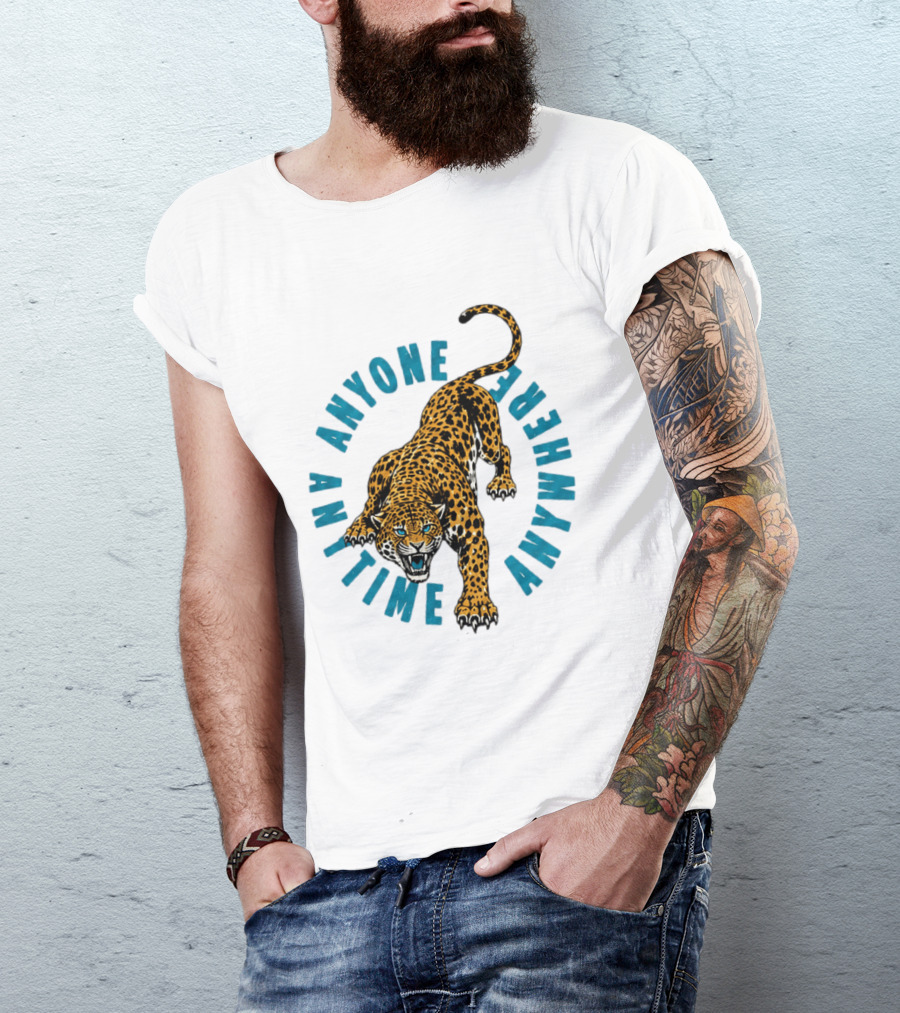Leopard Anyone Anytime Anywhere Fierce Wildcat Challenge T-Shirt