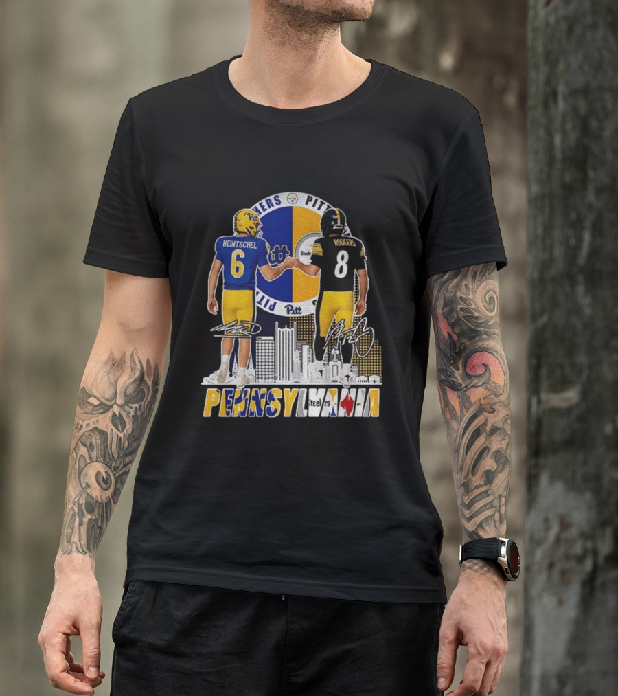 Pitt Panthers Heintschel And Pittsburgh Steelers Rodgers Pennsylvania Football Team Collaboration T-Shirt