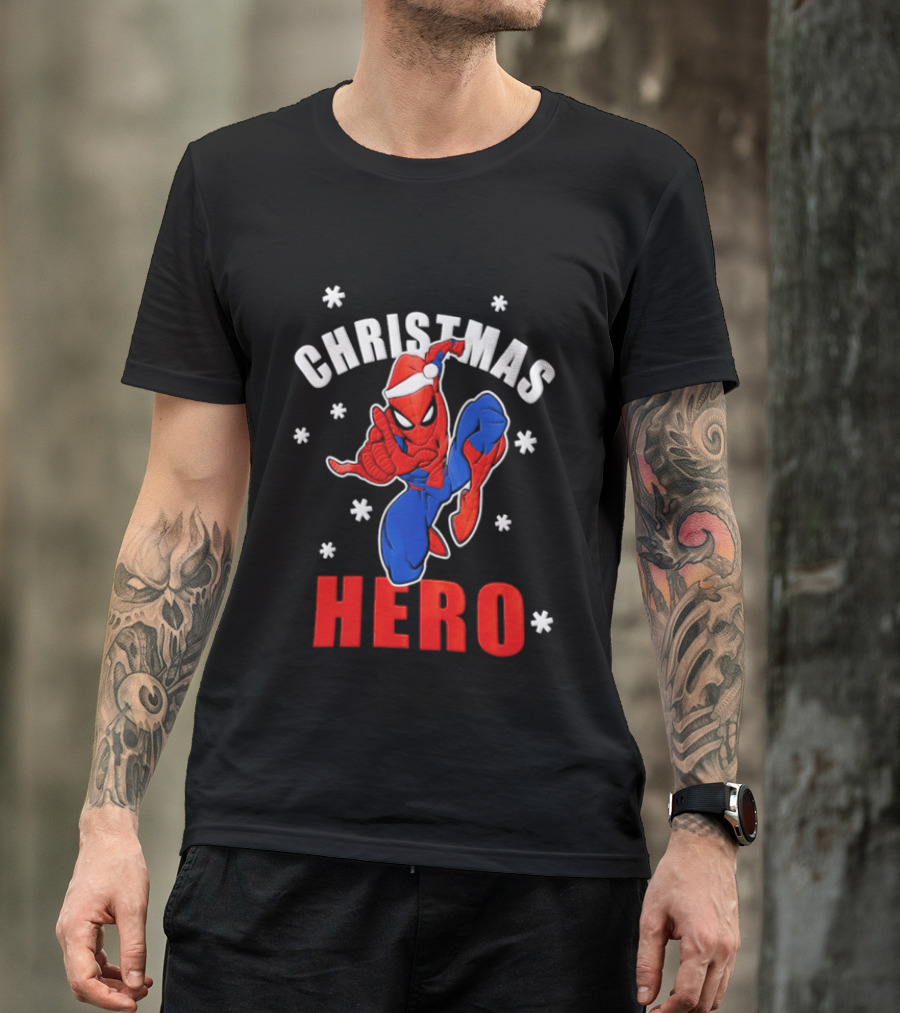 Christmas Hero Santa Hat Spider Man Marvel T-Shirt