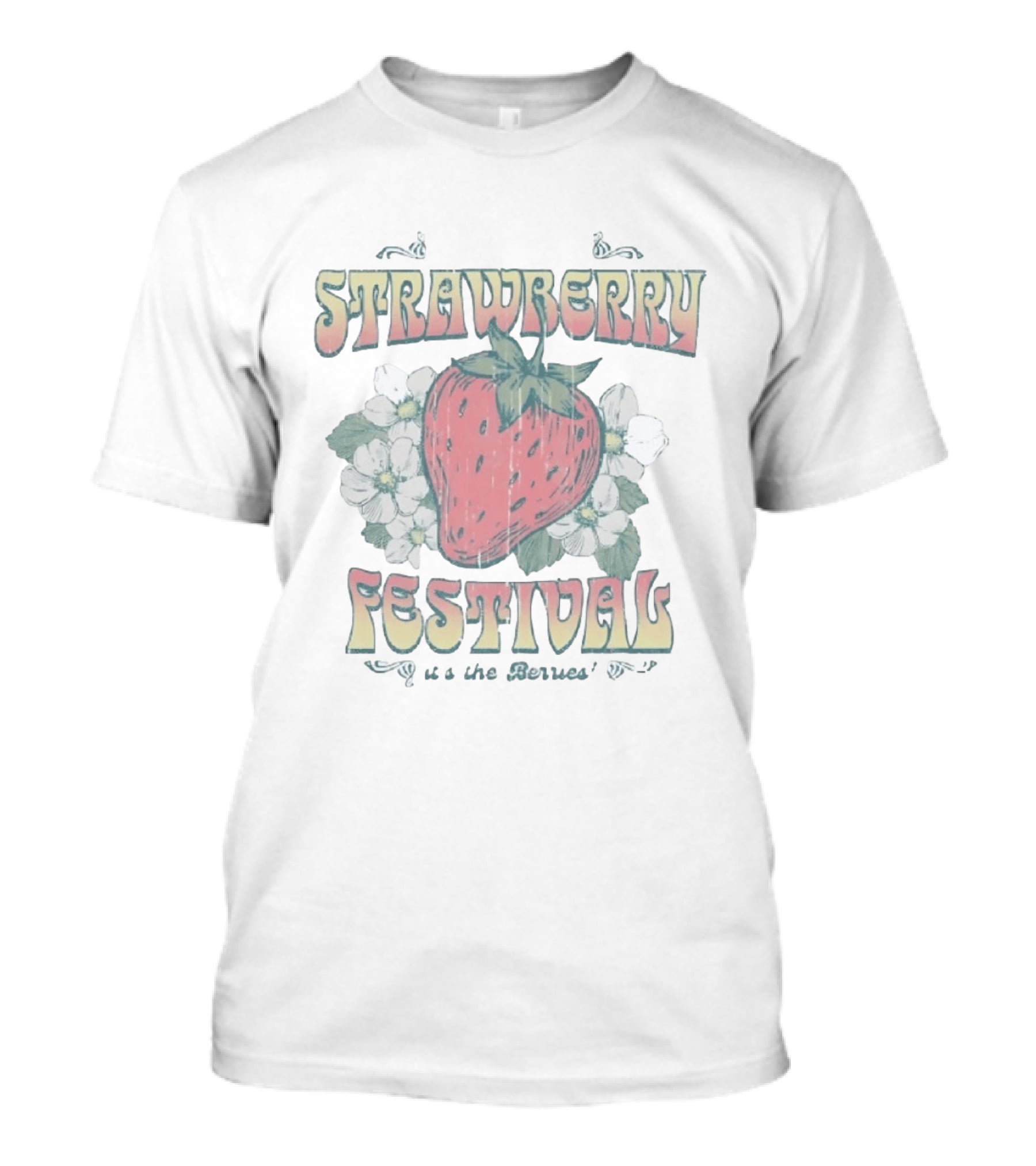 Flo Grown Strawberry Festival It's The Berries Retro Floral T-Shirt