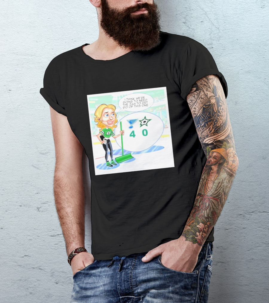 St Louis Blues Vs Dallas Stars Hockey 4 0 Cartoon With Humor And Zamboni Joke T-Shirt