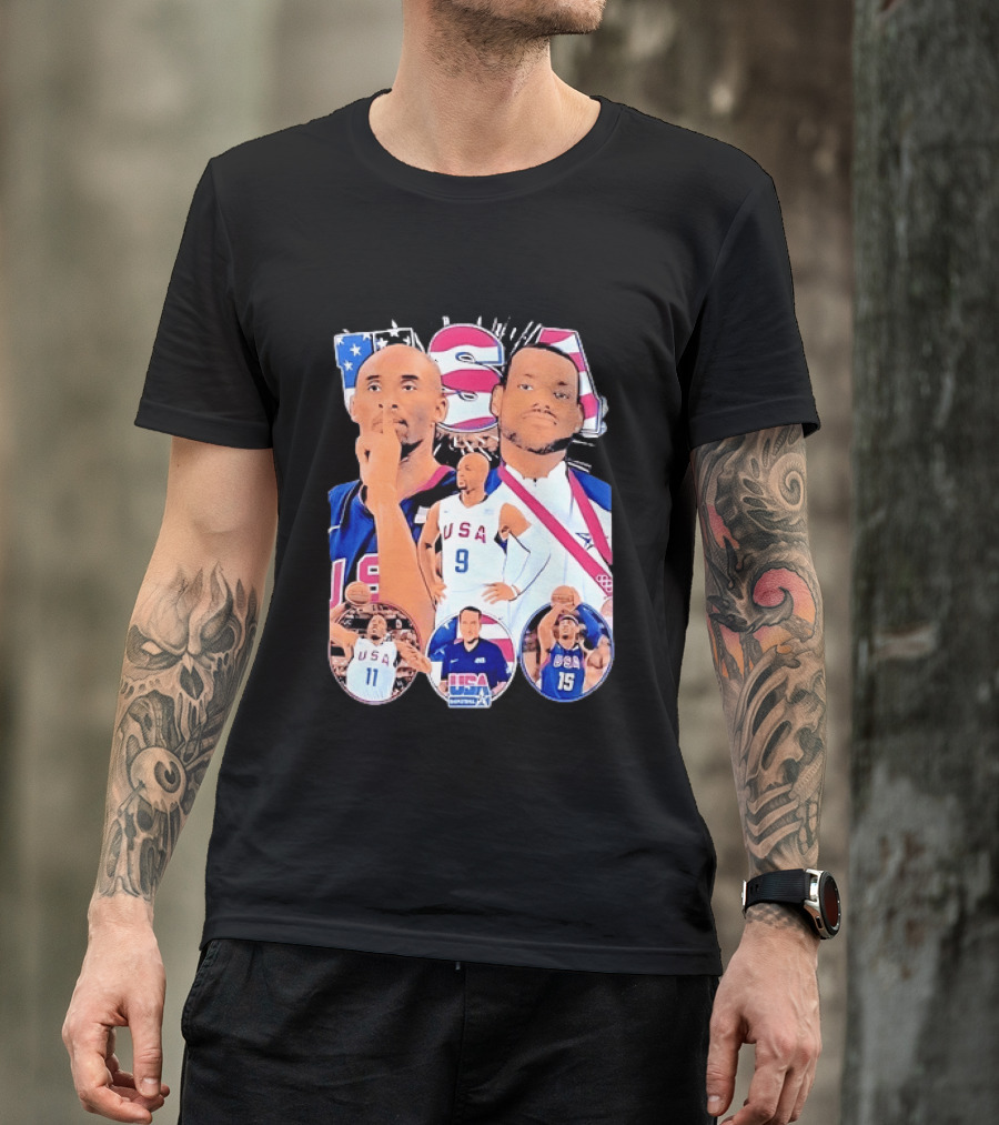 Kobe Bryant LeBron James USA Basketball Legends Iconic Team USA Moments T-Shirt