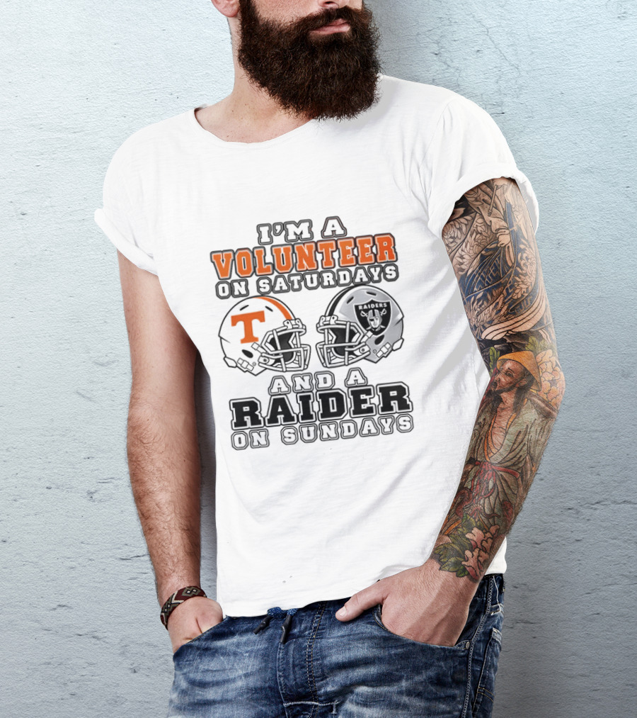 I'm A Volunteer On Saturdays And A Raider On Sundays Tennessee Las Vegas 2026 T-Shirt